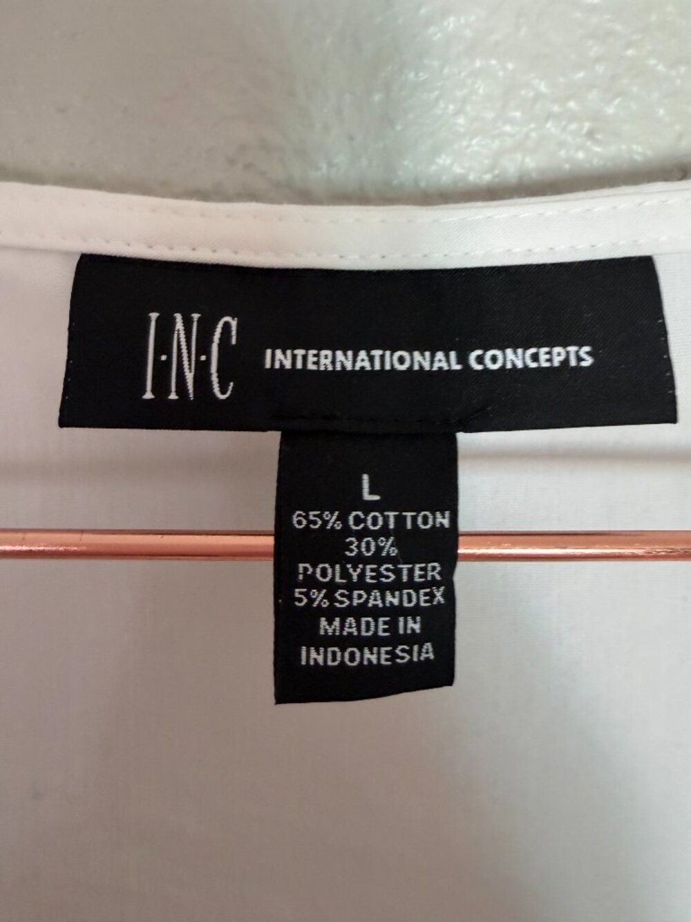 I.N.C. International Concepts | White Cotton Wrap Blouse Side Tie Long Sleeve L - Picture 4 of 9